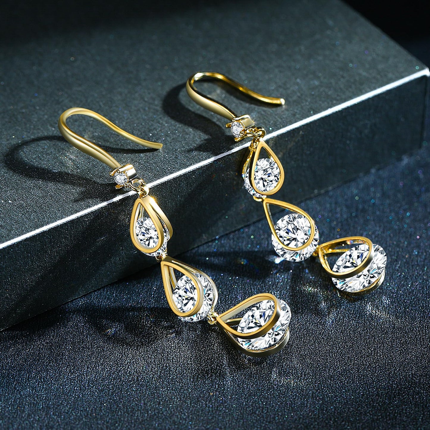 SBLING Cubic Zirconia Wedding Earrings for Brides Bridesmaids, Bridal Dangle Earrings, Crystal Drop earrings for Women Jewelry Gifts