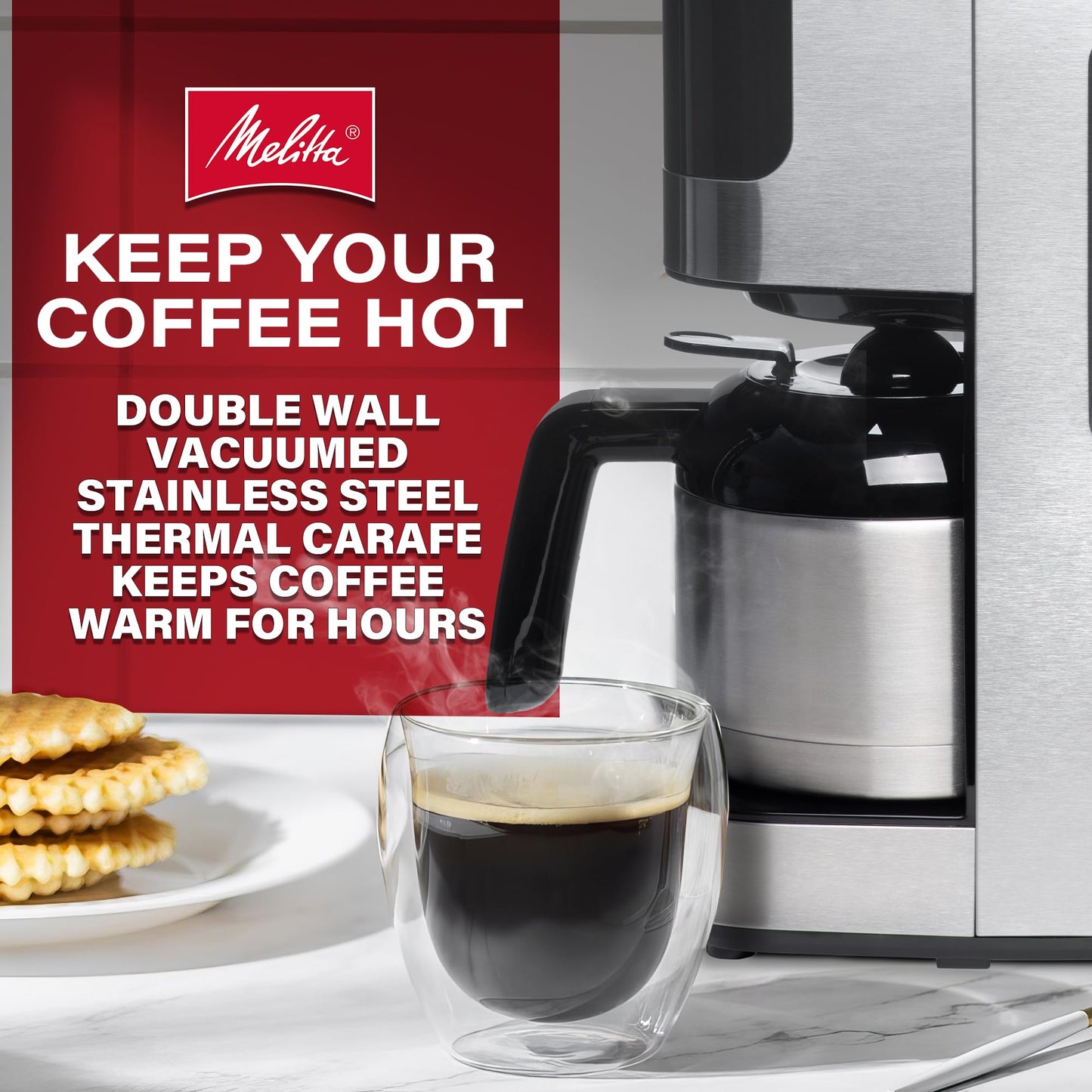 Melitta Aroma Tocco Thermal Drip Coffee Maker, 8-Cup, Programmable with Automatic Shut-Off, Pause & Serve, Stainless Steel Carafe