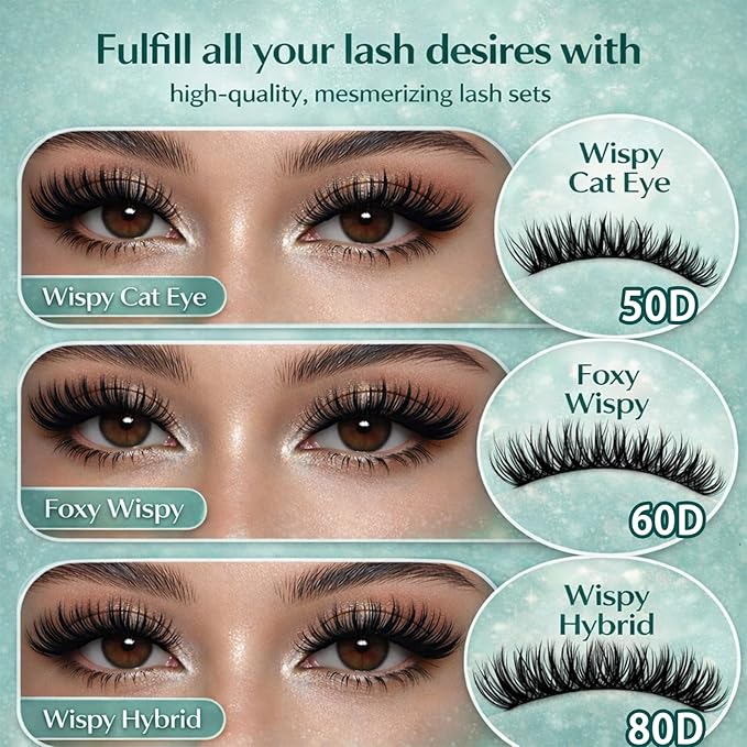 Wispy Lash Clusters Kit 640pcs Eyelash Cluster Extensions Curl Individual False Eyelashes Natural Fluffy Mink Lash Extension Kit (Lash Clusters-80D+100D KIT, Lash Clusters)