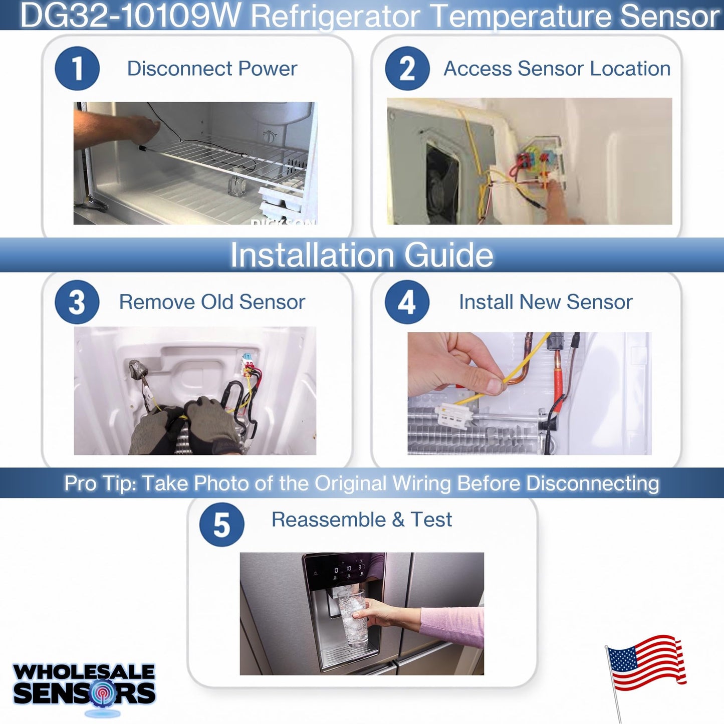 Replacement Samsung DA32-10109W Refrigerator Temperature Sensor 12 Month Warranty & USA Support