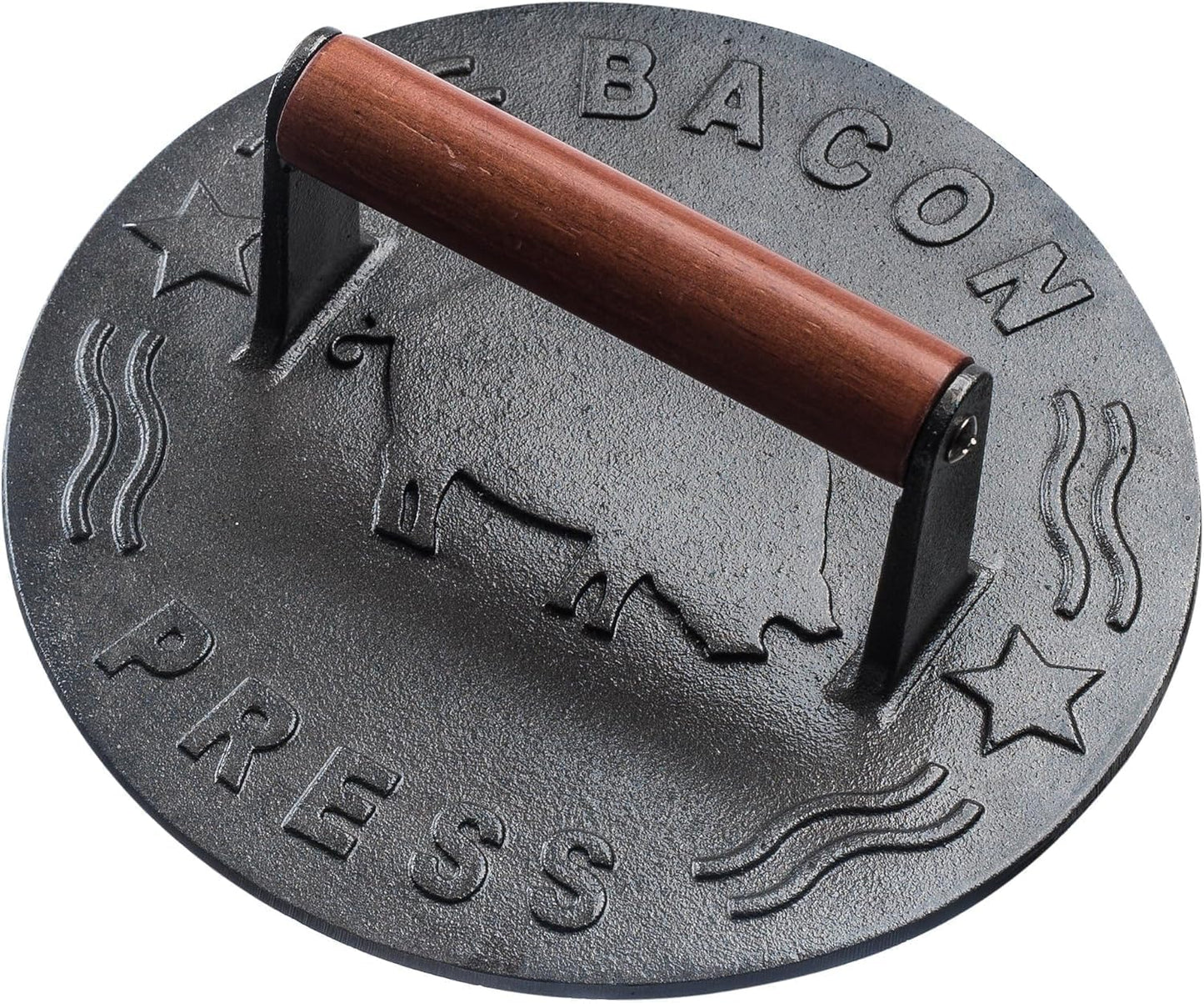 Heavy-Duty Cast Iron Burger Press 7 Inch Round Burger Smasher, Grill Press for Cooking Burgers, Bacon, Sandwiches, Steak, Ground Beef, Meats, Sausages, and So On
