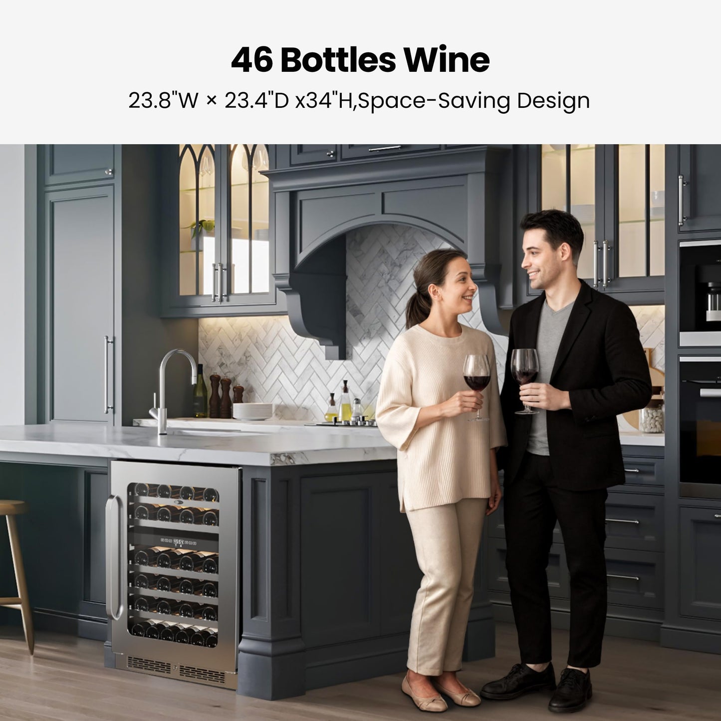 Whynter 46 Bottle Wine Cooler Refrigerator, 24 Inch Wine Fridge Dual Zone, 40-65°F Digital Control Home/Bar/Kitchen (5.65 cu.ft)