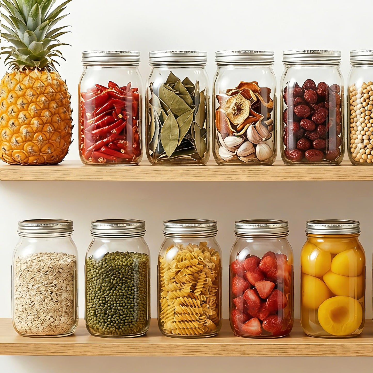 32oz Regular Mouth Mason Jars 2-Pack with Airtight Lids, Glass Canning Jars for Meal Prep, Overnight Oats, Jam & Food Storage, BPA-Free Clear Glass Jars for Canning, Fermenting & DIY Crafts