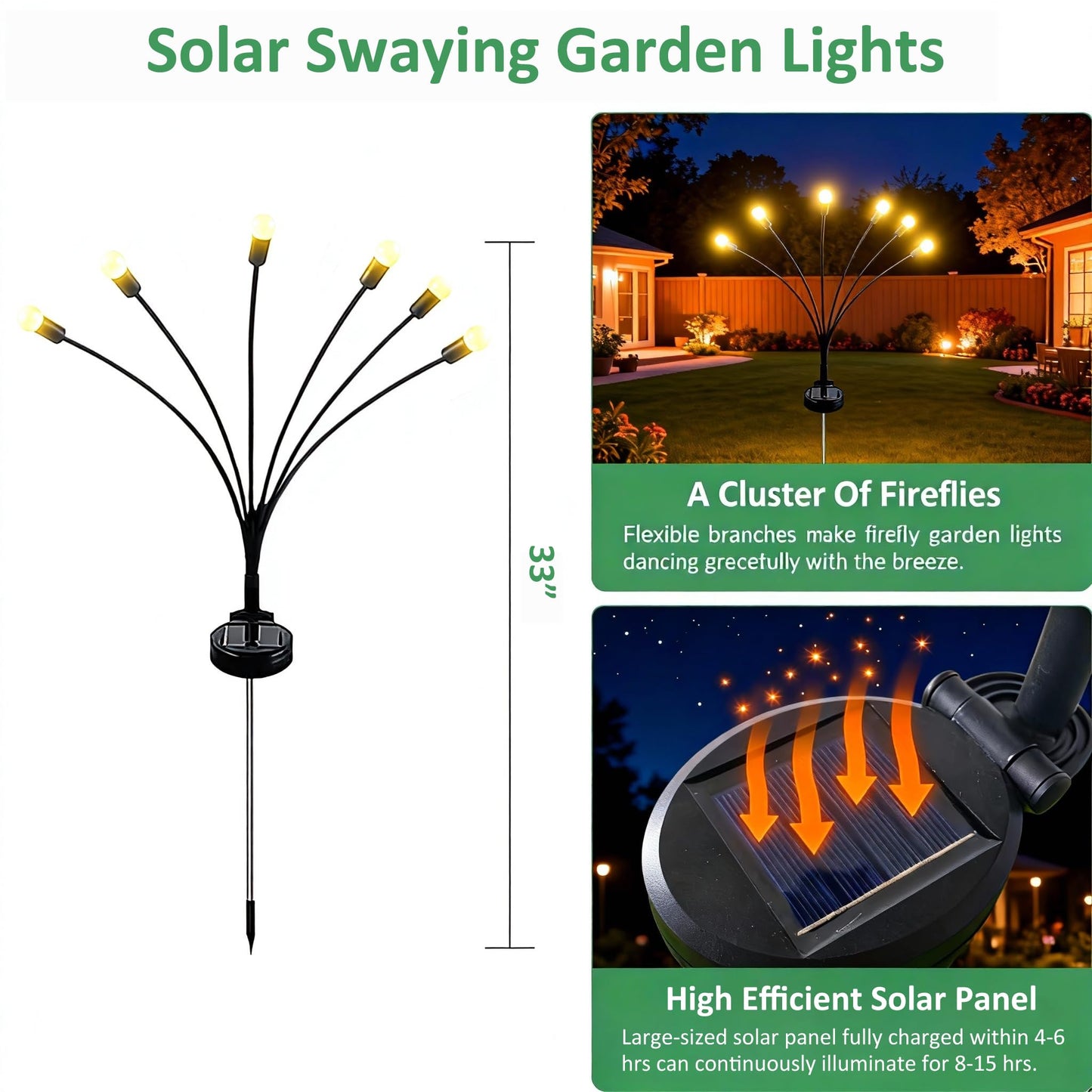 AAOVEFOX Solar Lights Outdoor, 6 Pack Solar Garden Lights, Firefly Lights, Garden Decorations for Yard Patio Pathway Lawn, Gifts for Mom Women
