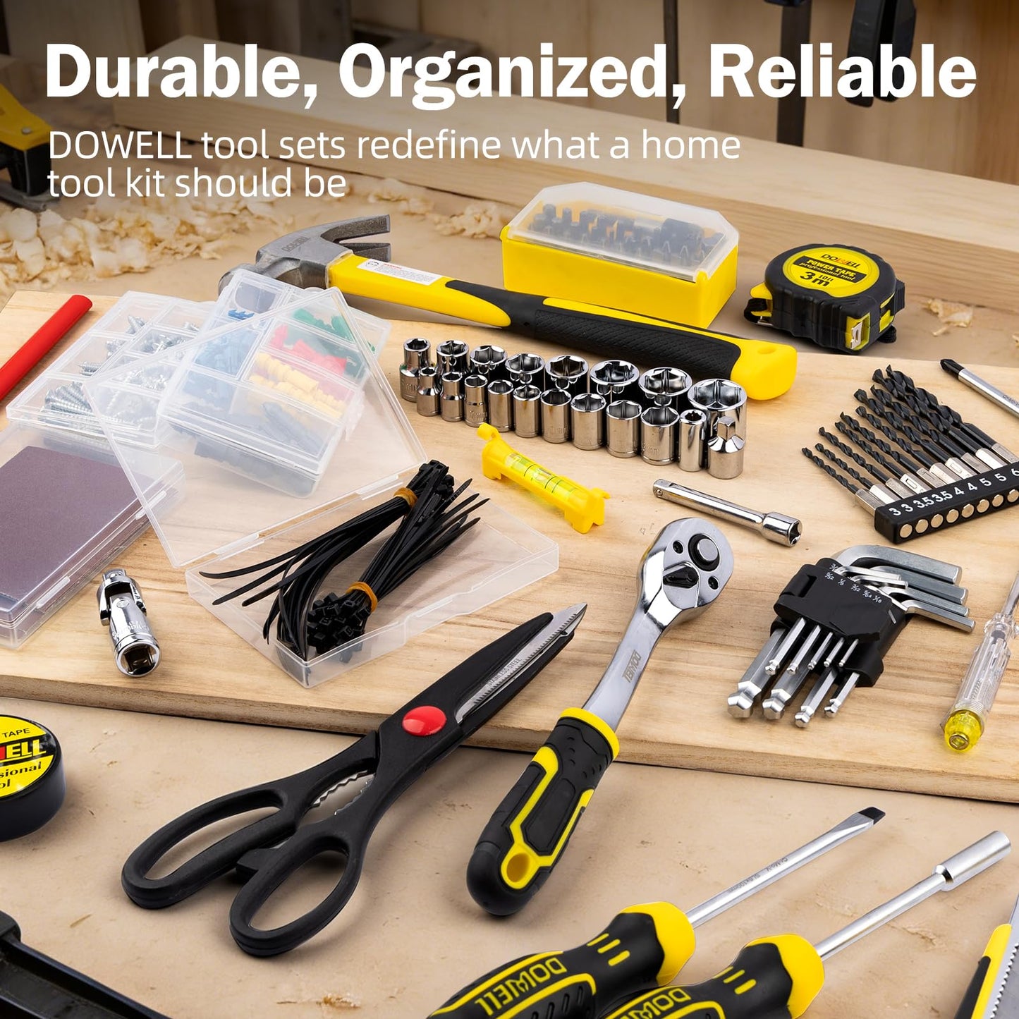 DOWELL 299-Piece Professional Hand Tool Set, Ultimate Drawer Toolbox with Sockets, Pliers, Hex Keys, Screwdrivers for Home, Auto Repair, Workshop & Emergency DIY