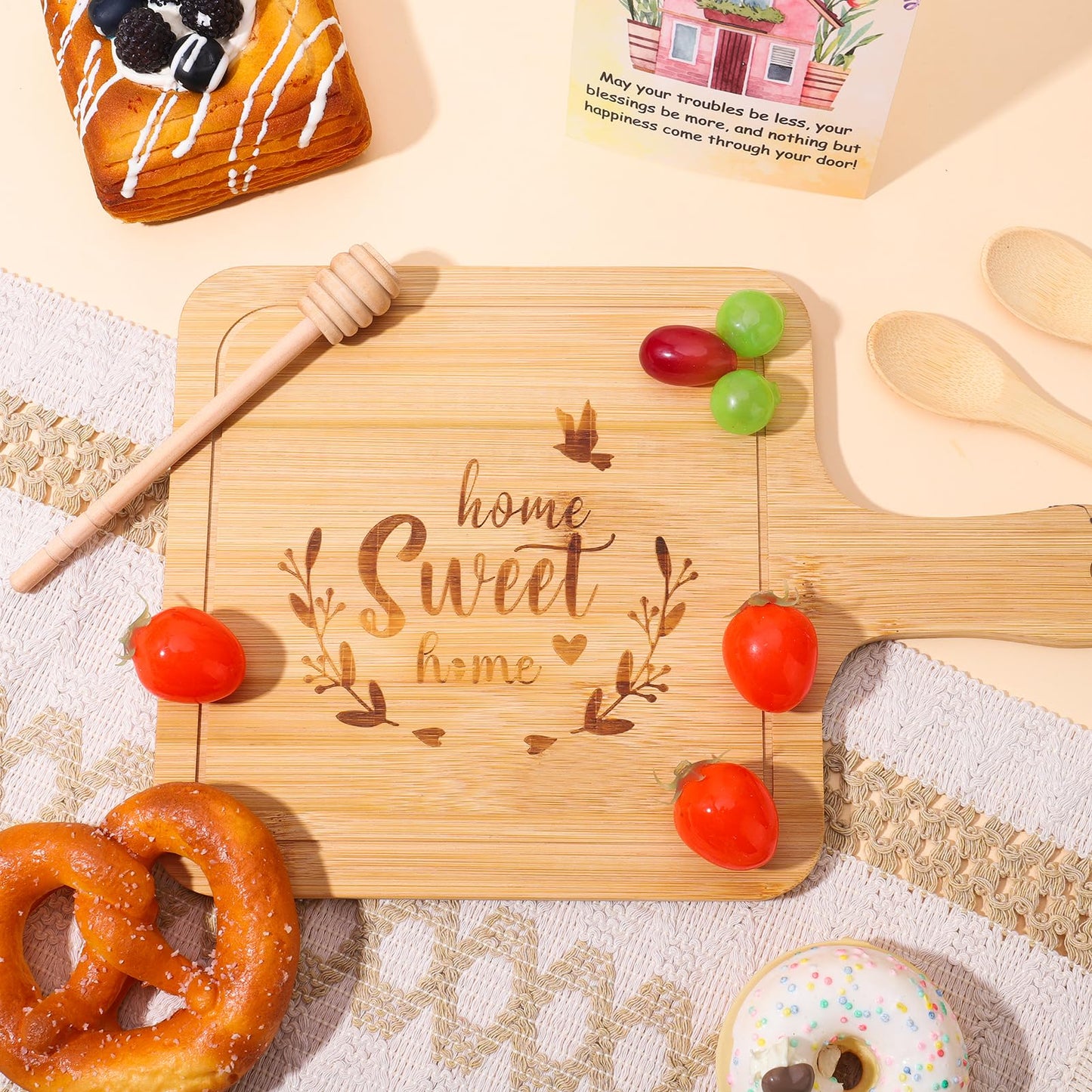 Hoemwarm House Warming Gifts New Home,10 Pcs New House Essentials Closing Gifts for Homebuyers,Gift Basket with Serving Boards Realtors Closing Gift for Women Men