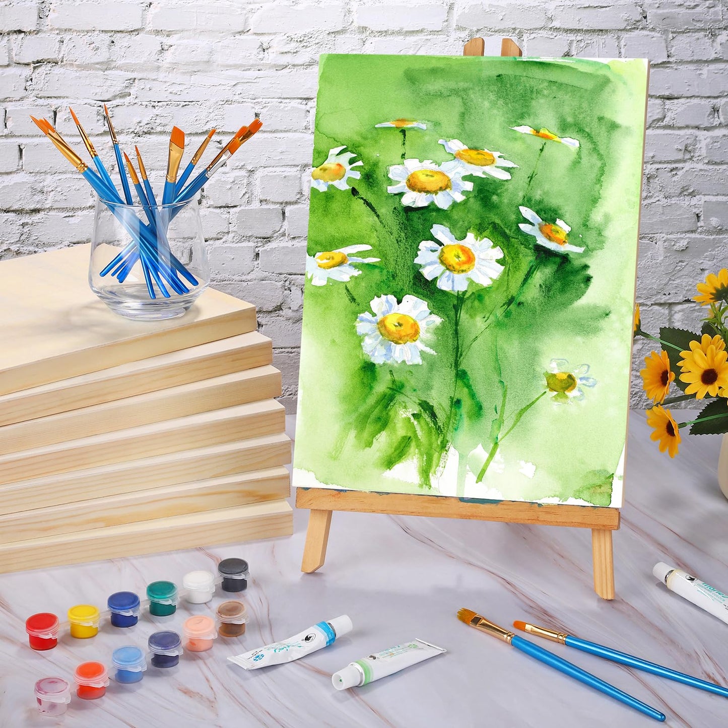 Aodaer 8 Pack Wood Panels 9 x 12 Inch Wooden Panels Canvas Unfinished Craft Wood Boards Panels for Art Crafts Acrylic and Oil Painting Pouring DIY Projects