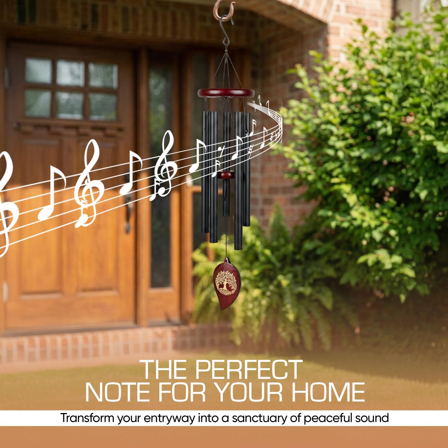 Obitelj Love 36" Memorial Wind Chimes for Outside, Double Sided Engraving Pendant, Deep Tone 6 Aluminum Tubes & Pine Wood, Sympathy Gift for Loss, Includes Acrylic Heart Plaque & a Letter from Heaven