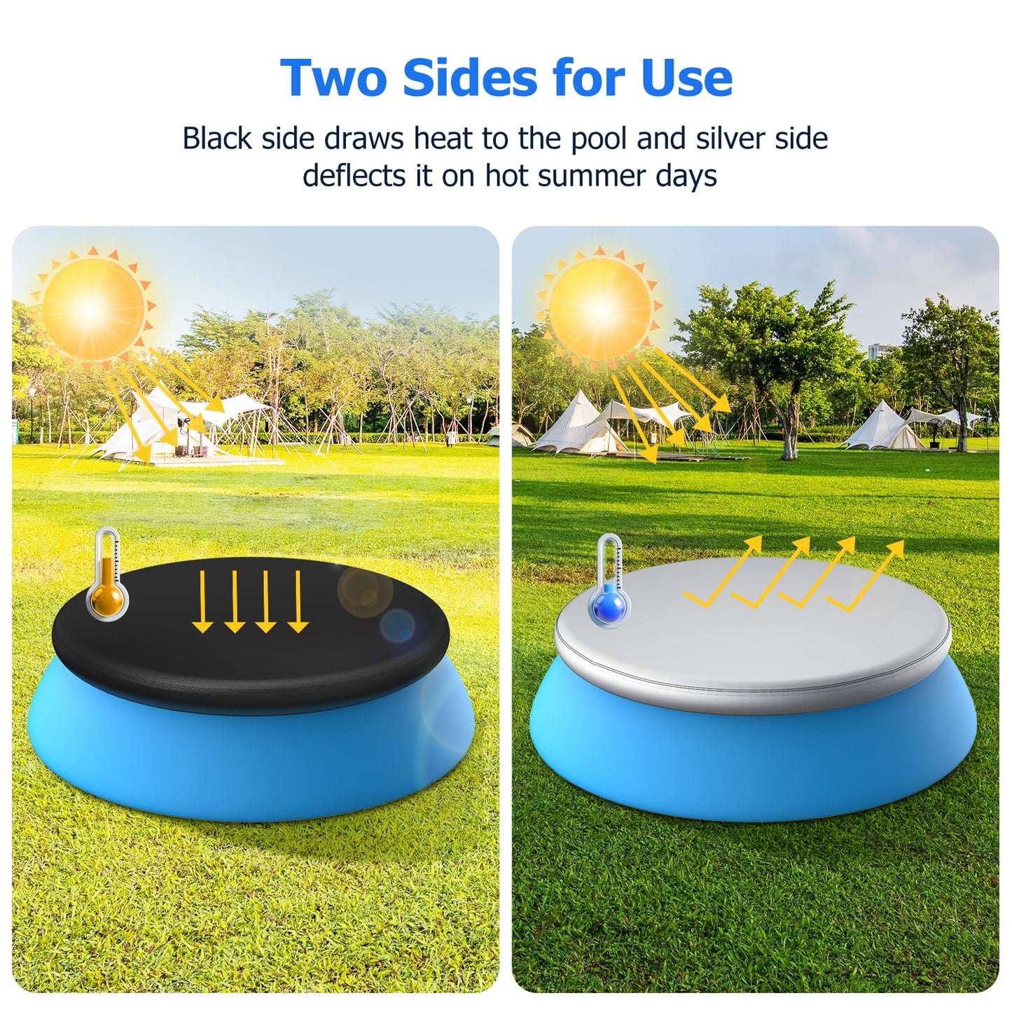 13 ft Round Pool Cover, Compatible with Intex/Bestway Outdoor Round Inflatable Above Ground Swimming Pool, Elastic Bands for Easy Installation, No Drain Holes, Prevent Leaves, Debris and Dust