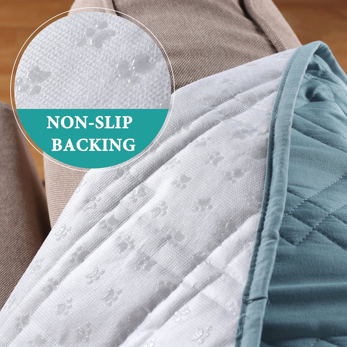 Turquoize Waterproof Recliner Chair Covers for Leather Recliner Cover Sitting Area Up to 22" Pets Friendly Quilted Sofa Cover Premium Cotton Like Pet Furniture Covers Stay in Place, Recliner, Blue
