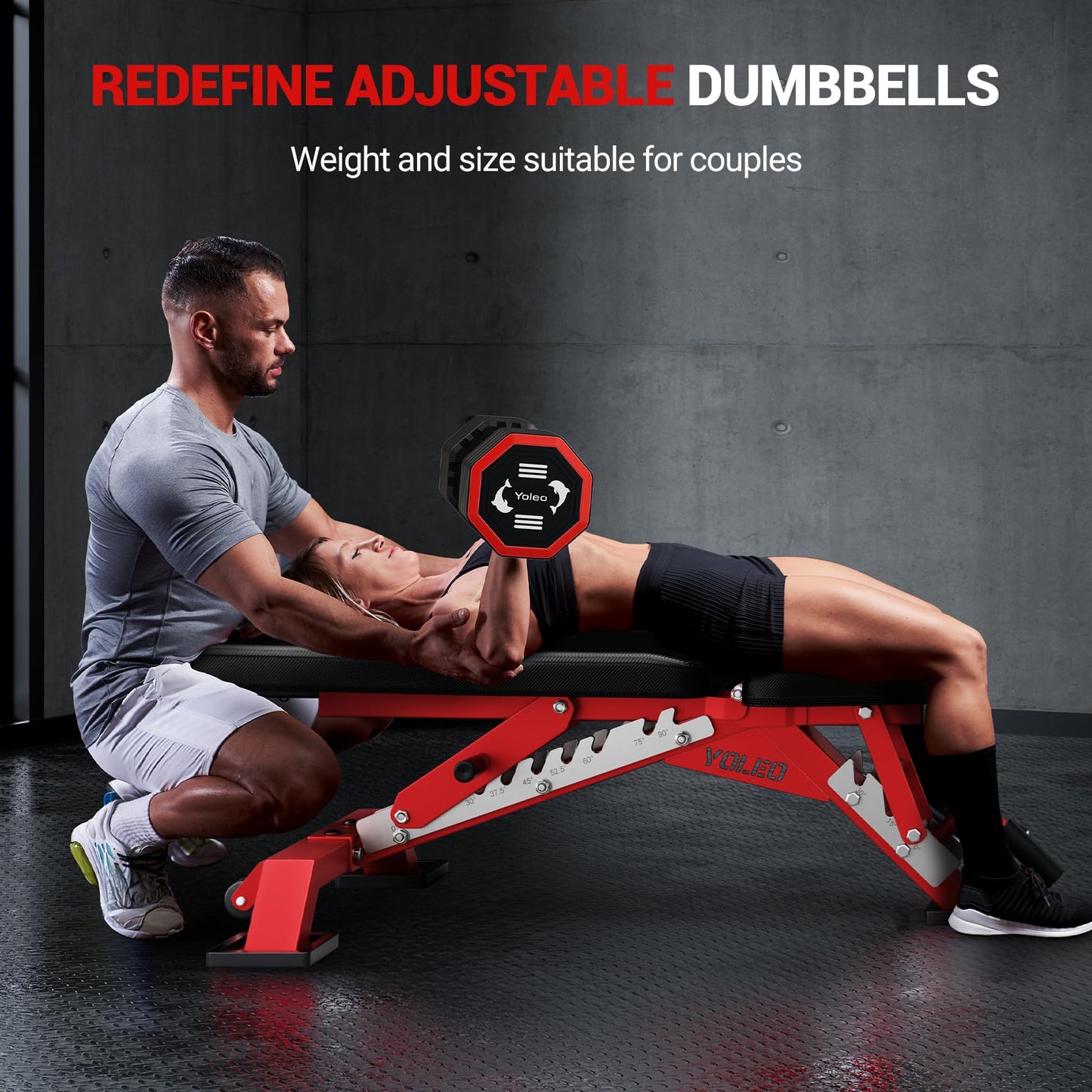 Yoleo Adjustable Dumbbell Set, Weights Dumbbells Set at Home Workout Equipment, 4 in 1 Each Premium Tai Chi-Style Rotary Mounting Adjustable 10/15/20/25 lb dumbbells, with TPU Soft Rubber Handle Suitable Men/Women Updated 2.0, 2pcs