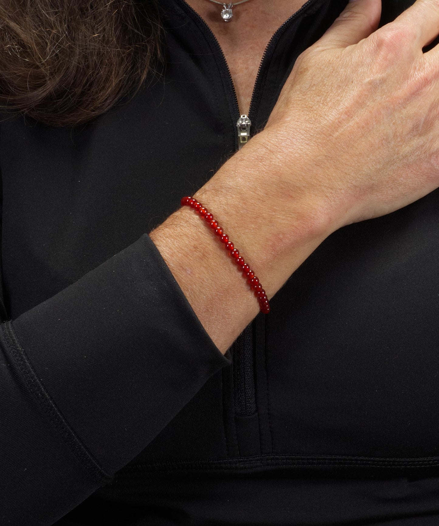 Cherry Tree Collection - Small, Medium, Large Sizes - Gemstone Beaded Bracelets For Women and Men - 4mm Round Beads (Red Agate, Medium)