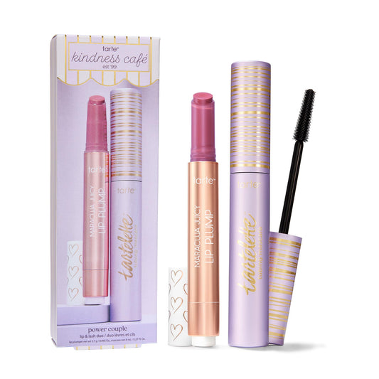 tarte power couple lip & lash duo - Lash Extensions in a Tube for Volume, Length & Easy to Remove with Hydrating & Nourishing Lip Balm, Vegan & Cruelty-Free, full size, black & dragon fruit