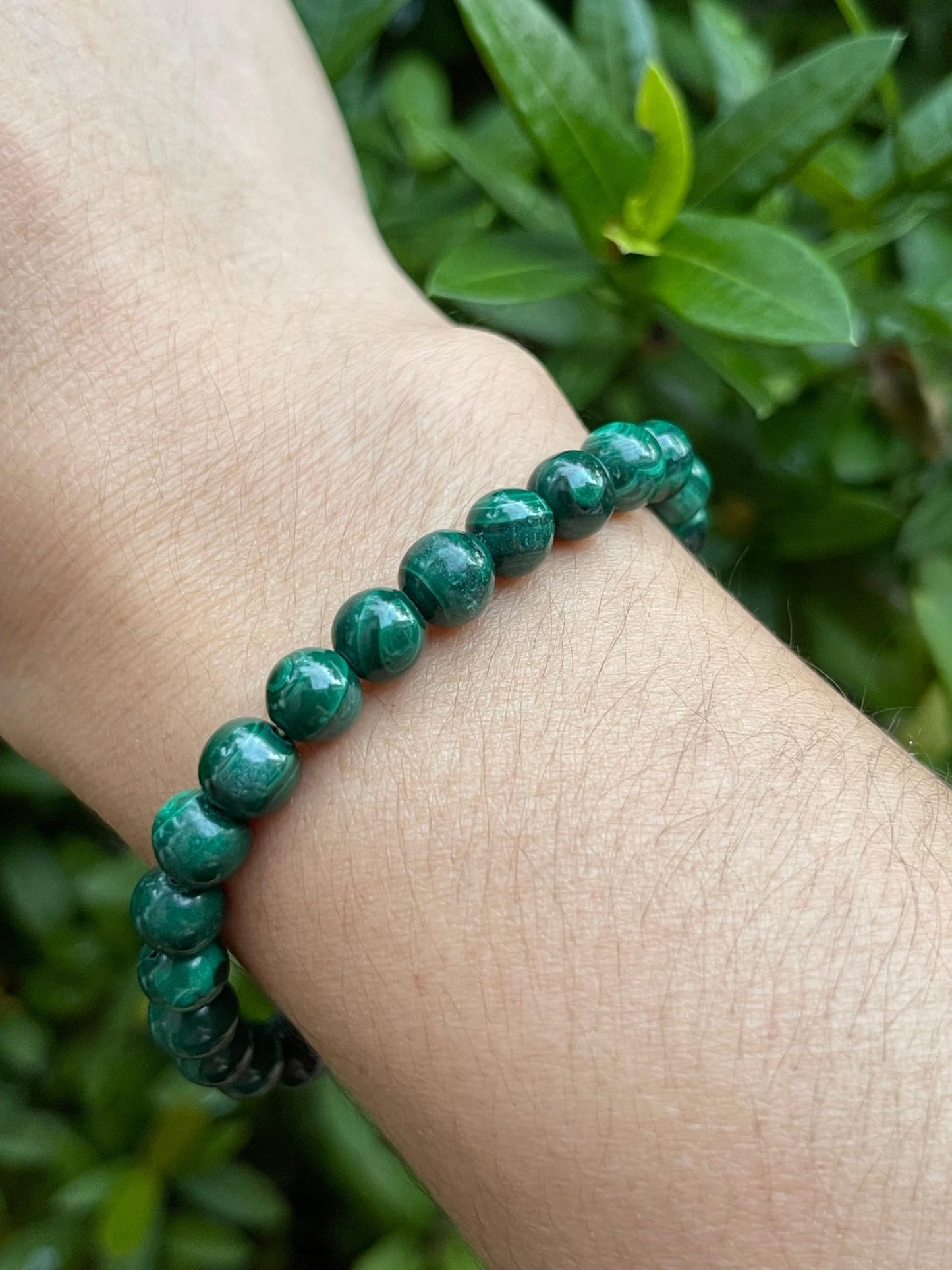 GAF TREASURES Malachite Crystal Bead Bracelet 7-8mm, Genuine Malachite Stretch Gemstone Bracelet, Healing Crystal Bracelet, Gift for Men & Women (1)