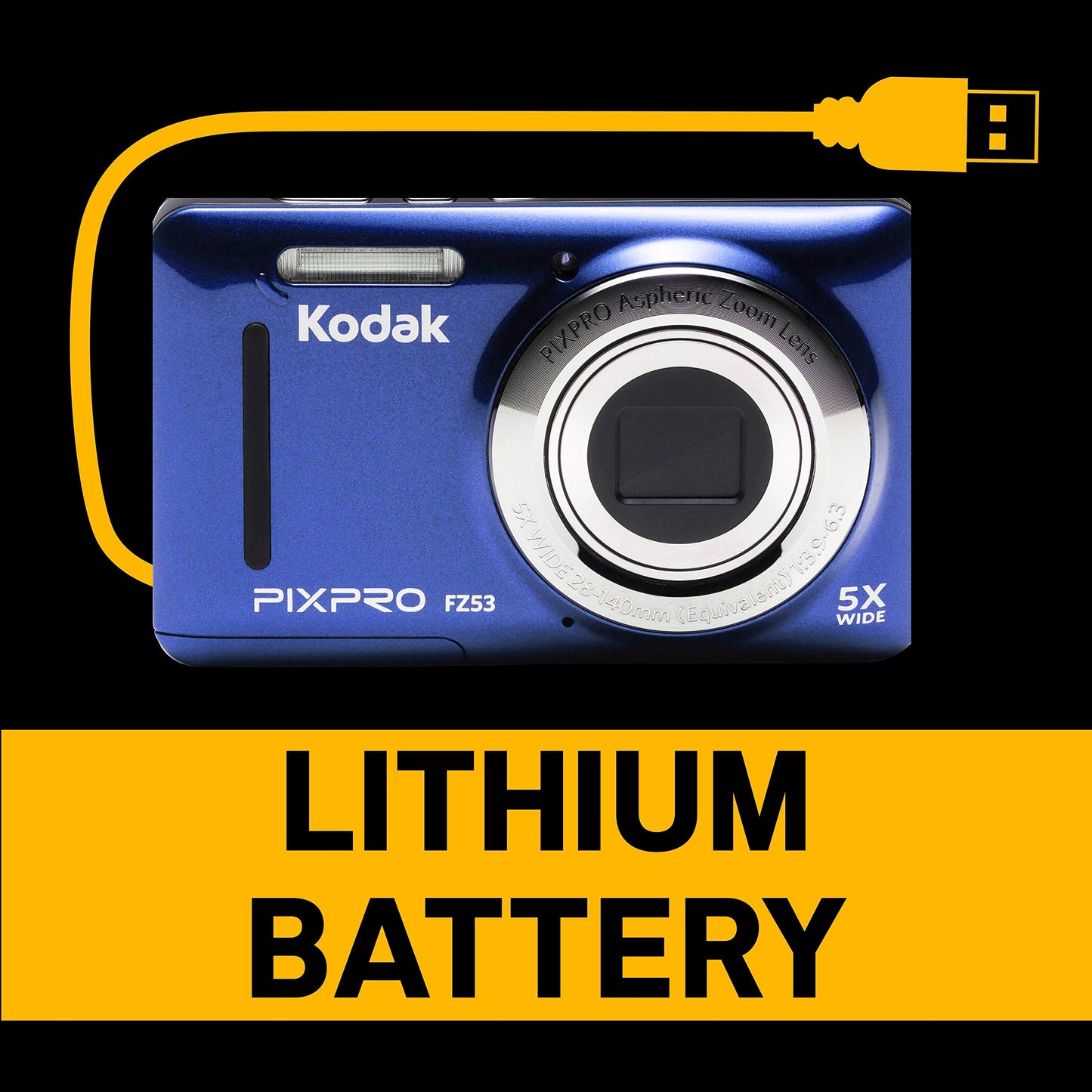 Kodak FZ53-BL Point and Shoot Digital Camera with 2.7" LCD, Blue