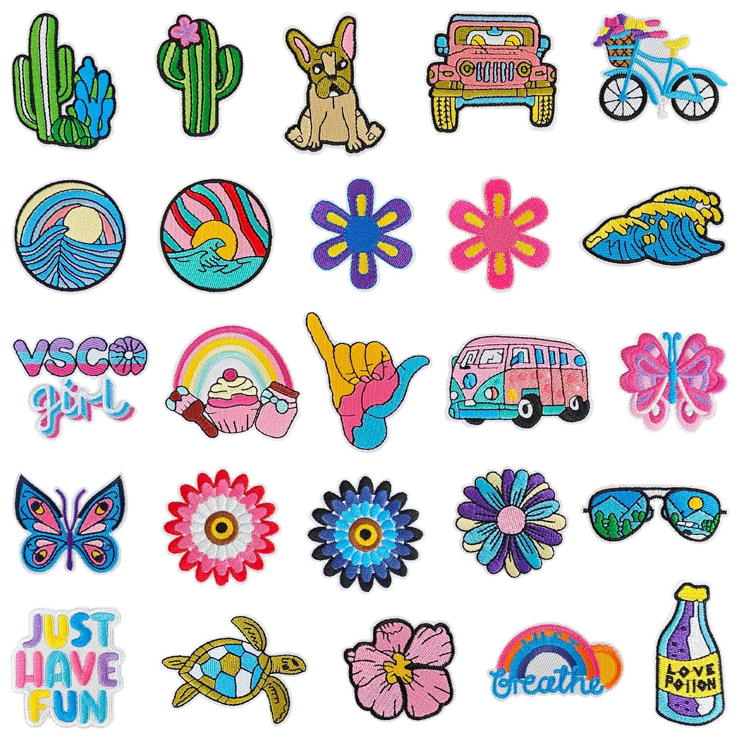 GYGYL 25Pcs Iron on Vintage Patches, Retro Aesthetics Applique Embroidered Sew on/Iron on Patches for Backpacks, Clothes, Dress, Hat, Jeans, Pant, Shoe,Bags