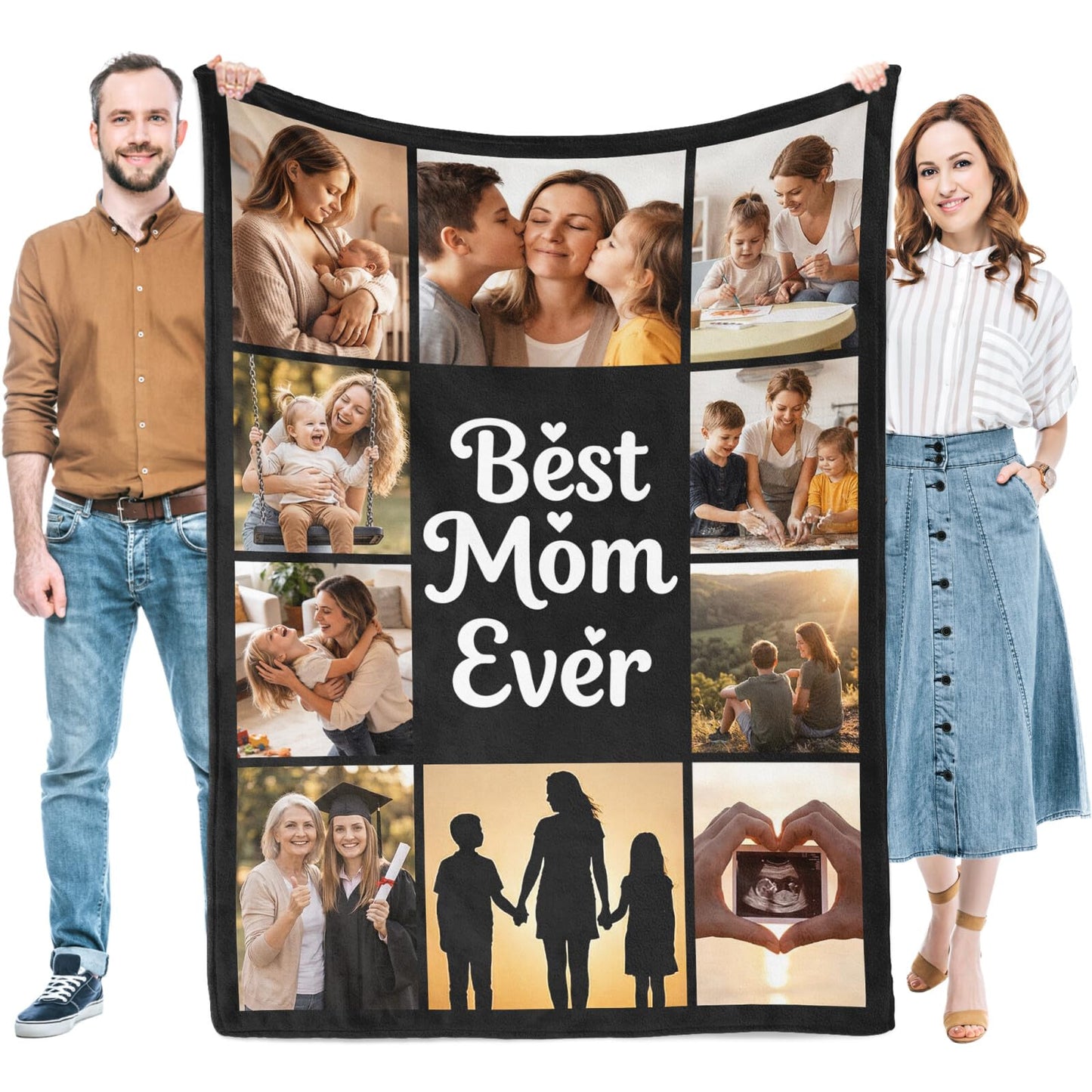 Mothers Day Blanket Gifts for Mom, Custom Blanket with Photo, Personalized Picture Blankets, Customized Blankets, Christmas Birthday Gifts for Mom from Daughter, Customizable Gift for Women Men Dad