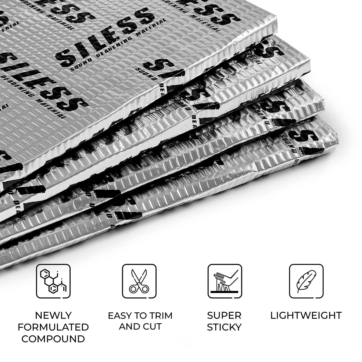 Siless 80 mil (2mm) 18 sqft (1.7 sqm) Car Sound Deadening mat - Butyl Automotive Sound Deadener - Noise Insulation and Vibration Dampening Material (18 sqft)