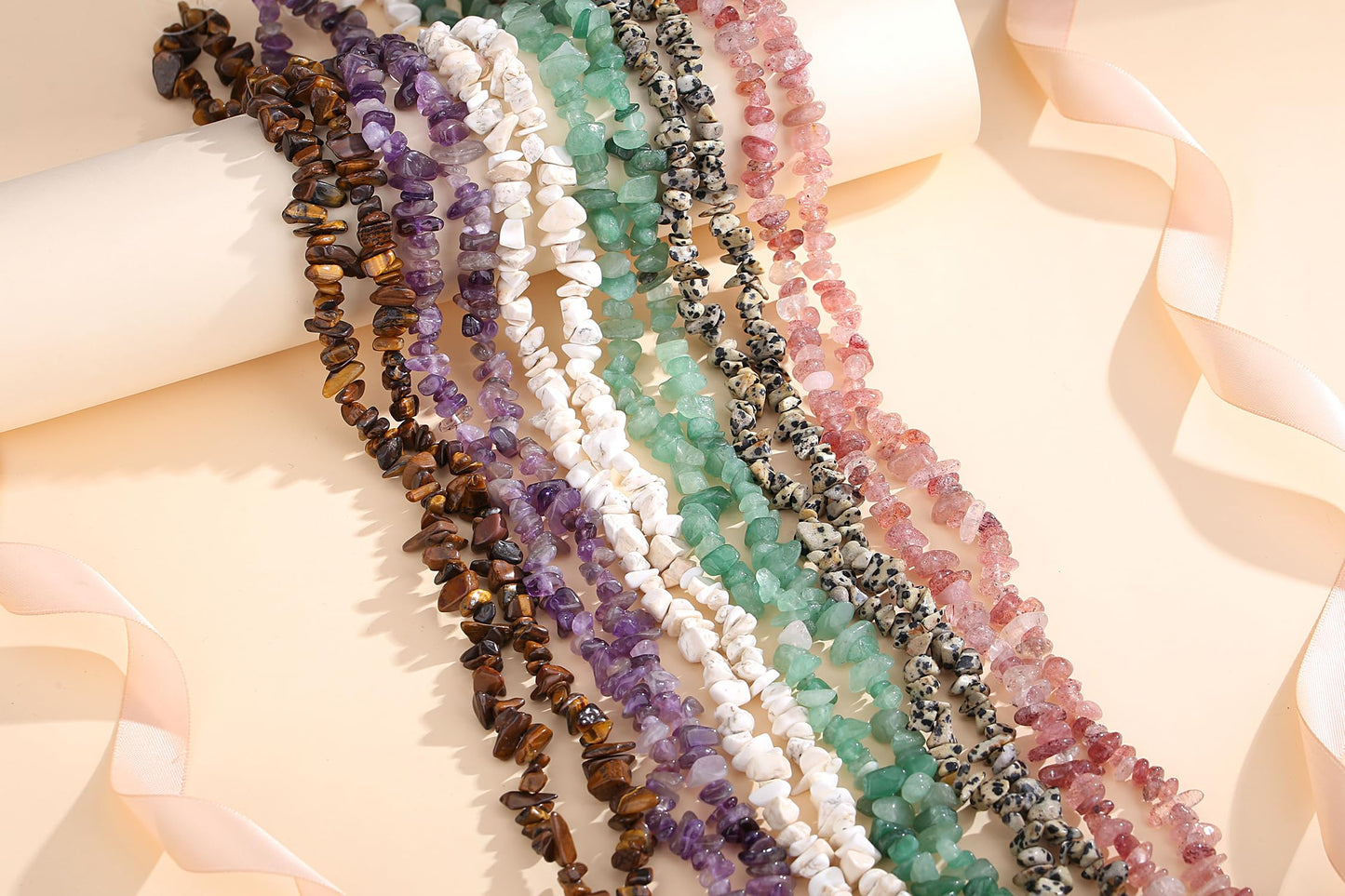 ZHIYUXI 400pcs Dalmatian Jasper Beads 5-8mm Crystals Gemstones for Bracelet Making Irregular Stone Bead for Jewelry Making Natural Chips Craft 2 Strands