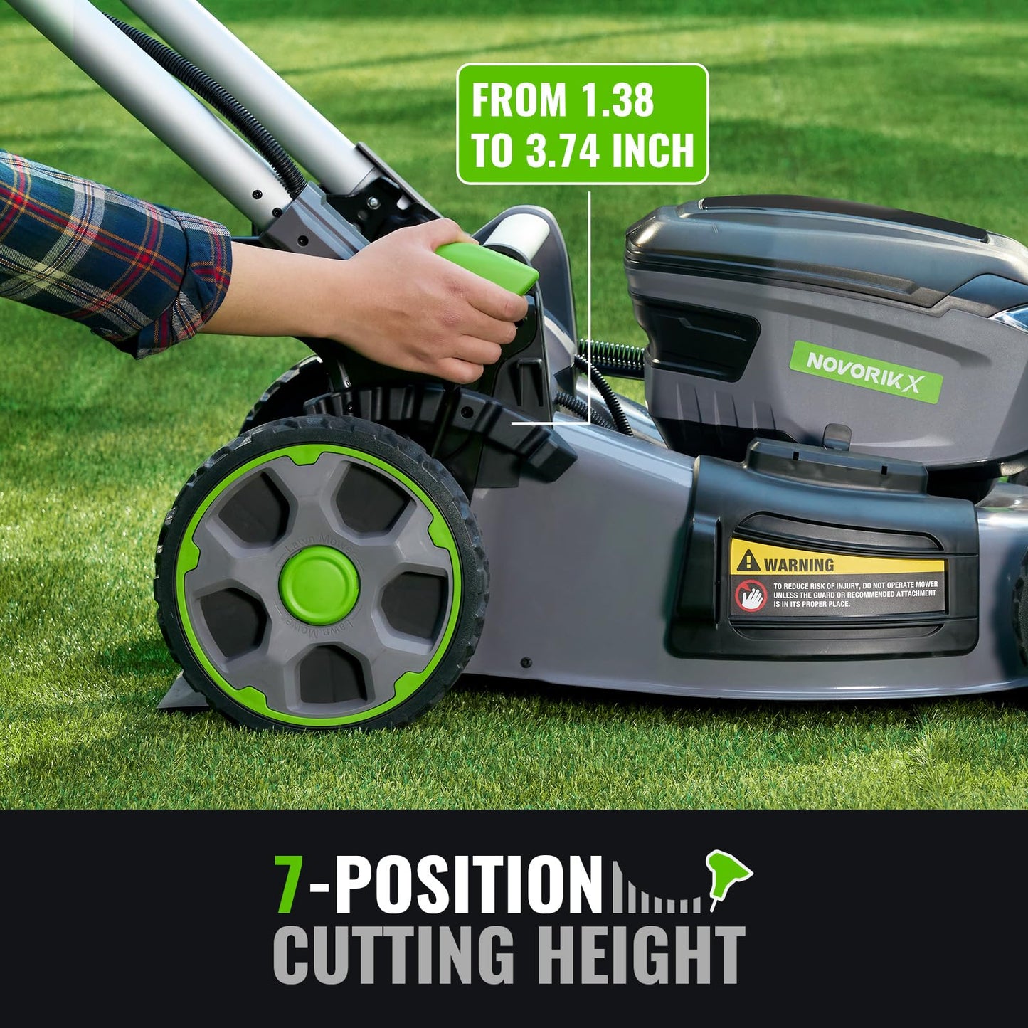 NovorikX 60V Self-Propelled Lawn Mower 21-Inch, Brushless Cordless Mower for Large Yards, Electric with LED Headlight, 5.0Ah Battery & Rapid Charger