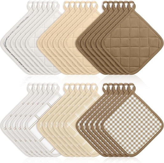 36 PCS Pot Holders for Kitchen and Dining Table Heat Resistant Hot Pads Multicolor Potholders Bulk Hot Pads Oven Mitts Cloth Coaster Mitts Trivet for Cooking and Baking 7 x 7 Inch