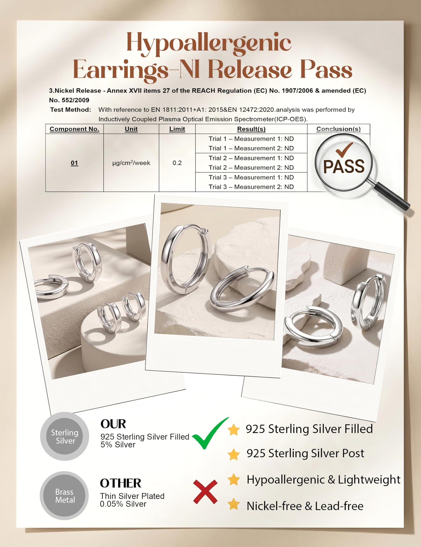 MILACOLATO 4 Pairs 925 Sterling Silver Earrings for Women, Sterling Silver Filled Small Huggie Hoop Earrings Sets for Multiple Piercing Hypoallergenic Jewelry, Cartilage Earrings Stacks