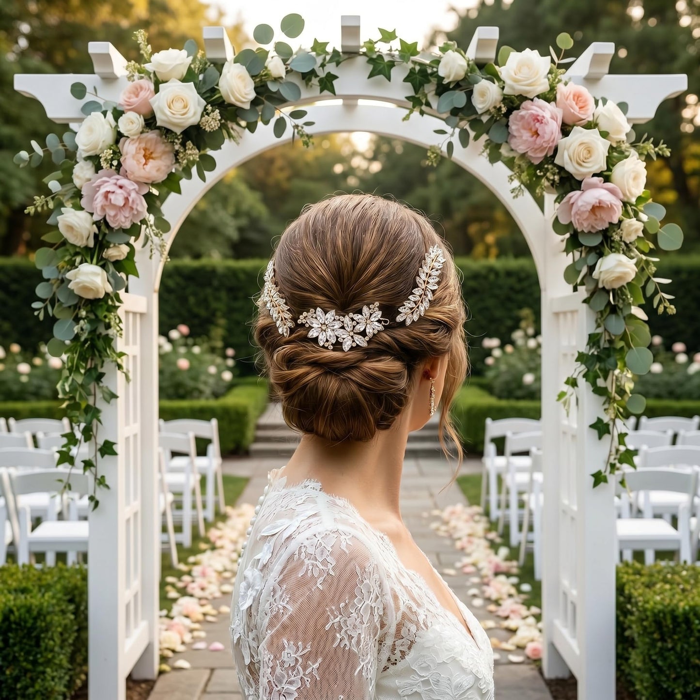4 Pcs Rhinestone Hair Clips for Women Hair Barrettes Silver Hair Accessories Bridal for Wedding Party Everyday (Gold B)