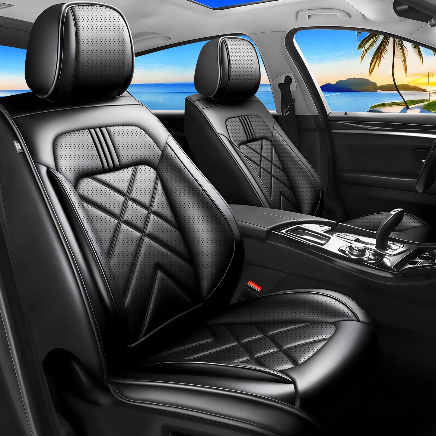 YOGLOD RAV4 Car Seat Covers Custom Fit for Toyota RAV4 2013-2025 2026, Full Coverage Leather Waterproof Breathable Seat Covers Full Set, Automotive Seat Protectors, Airbag Compatible(5 Seats, Black)