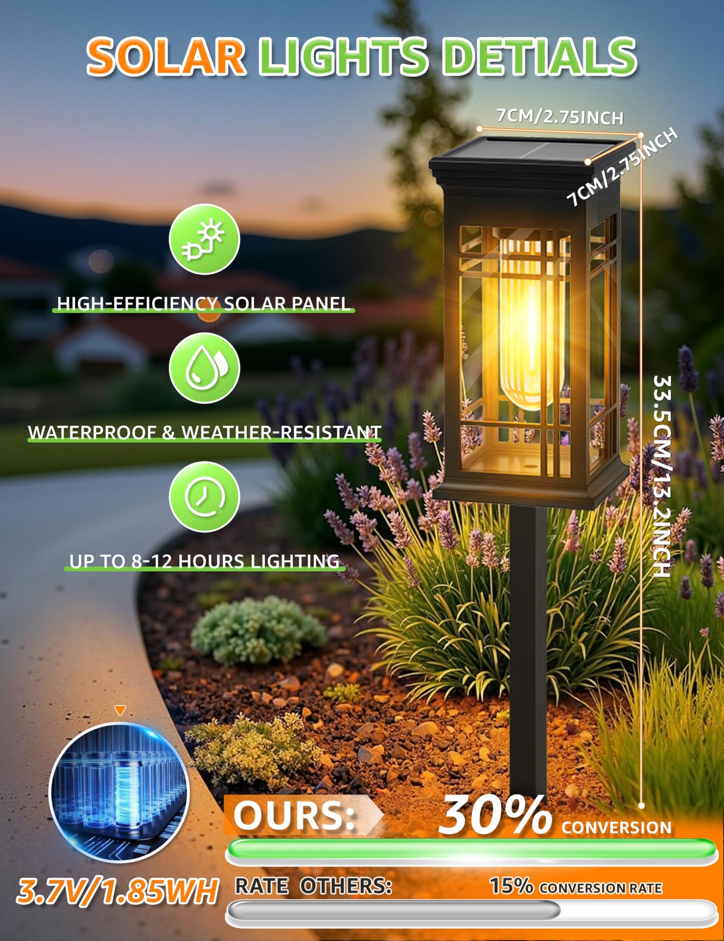 ALLIVING 8 Pack Solar Lights Outdoor Waterproof, Bright Solar Pathway Lights with Auto On/Off, Weatherproof Garden Landscape Lighting for Yard Patio Walkway Lawn Decor