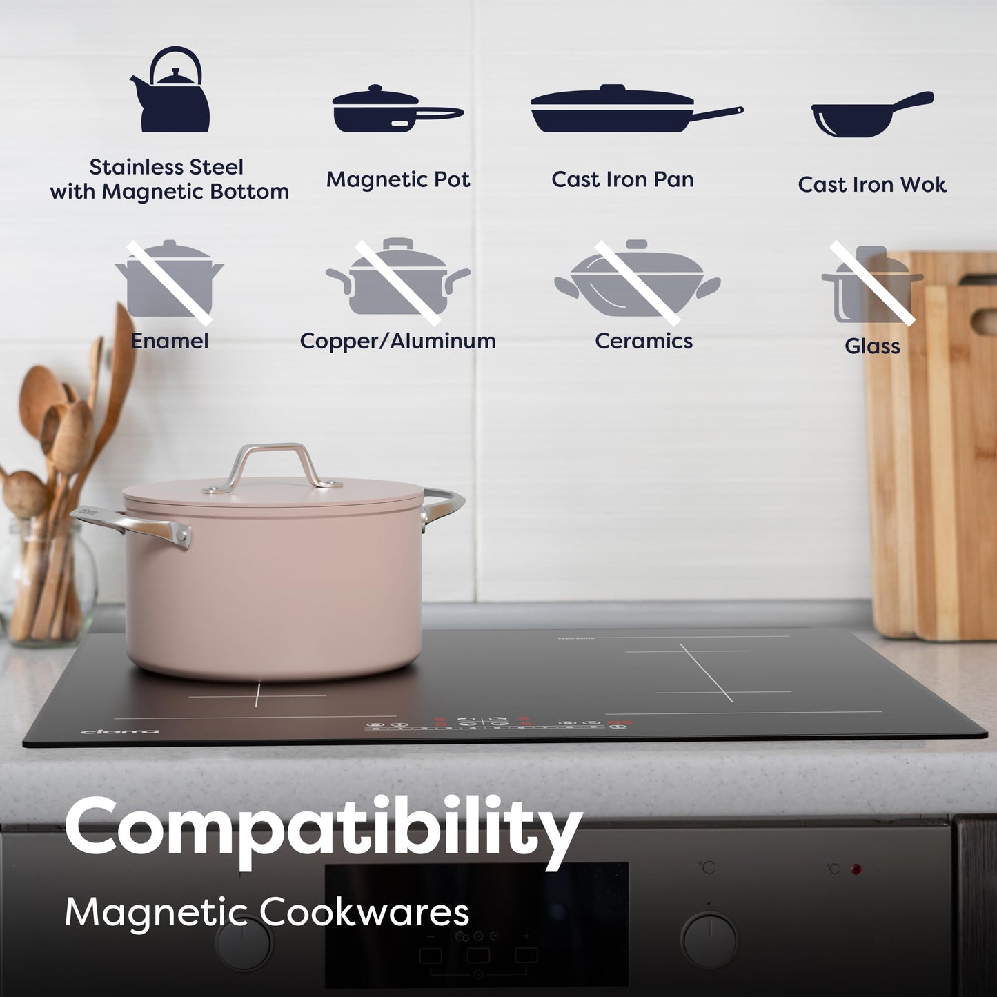 CDV 7200W Built-in Induction Cooktop 4 Burners, 24 Inch Electric Cooktop with Bridge Function Power Booster 9 Power Levels Touch Control Timer Child Lock