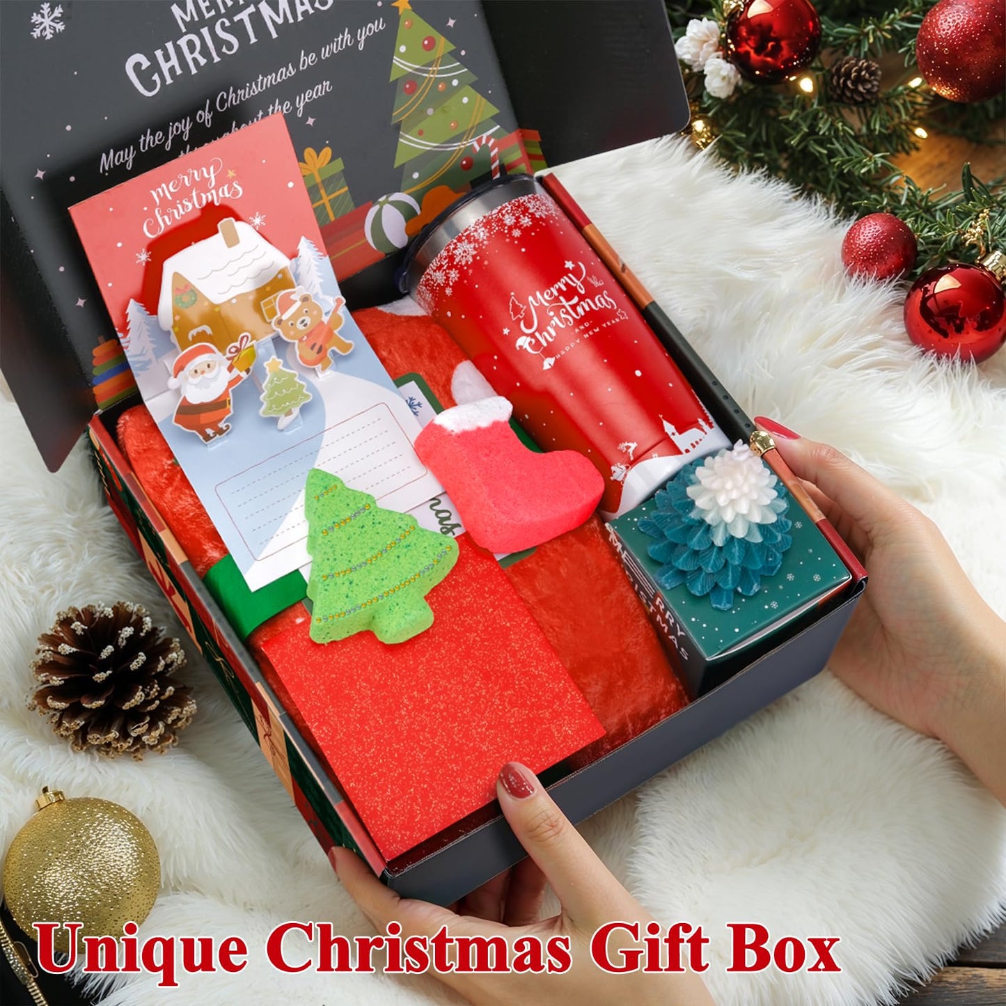 LUXULISH Christmas Gifts for Women 2025, Unique Christmas Gifts Basket for Coworker Teacher, Secret Santa Gifts for Her, Xmas Self Care Spa Burr Basket Ideas for Mom Wife Sisiter Nurse