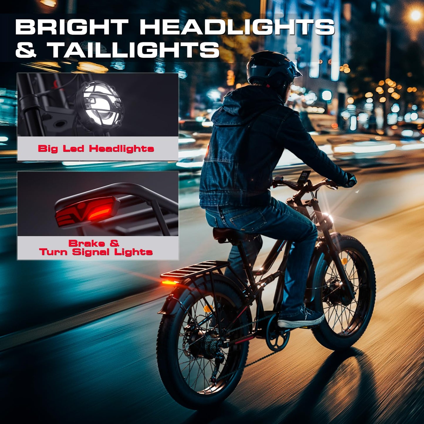 Seemoon Electric Bike for Adults, 52V 20Ah 26" Fat Tire Fast Ebike, up to 100 Miles, Hydraulic Brakes, Off-Road Mountain Hunting AWD Ebike for Men (Black)
