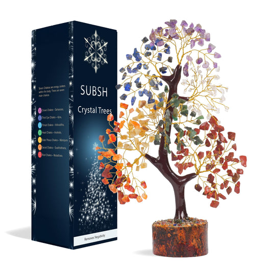 7 Chakra Tree of Life - Crystal Tree for Positive Energy - Healing Crystals and Stones - Birthday Gifts for Women, Home Office Decor -10-12"