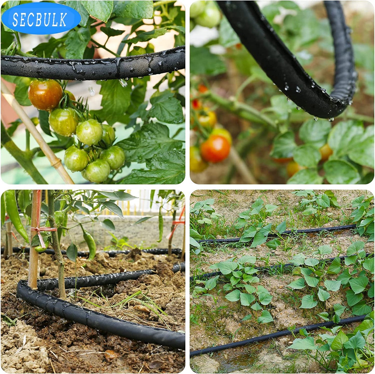 Secbulk 2025 Flat Soaker Hose 75 ft for Garden, 75' Linkable Drip Hose Diy Garden Irrigation System Saving 80% Water, Dual-layer Leak-free Design Water Hose with Holes