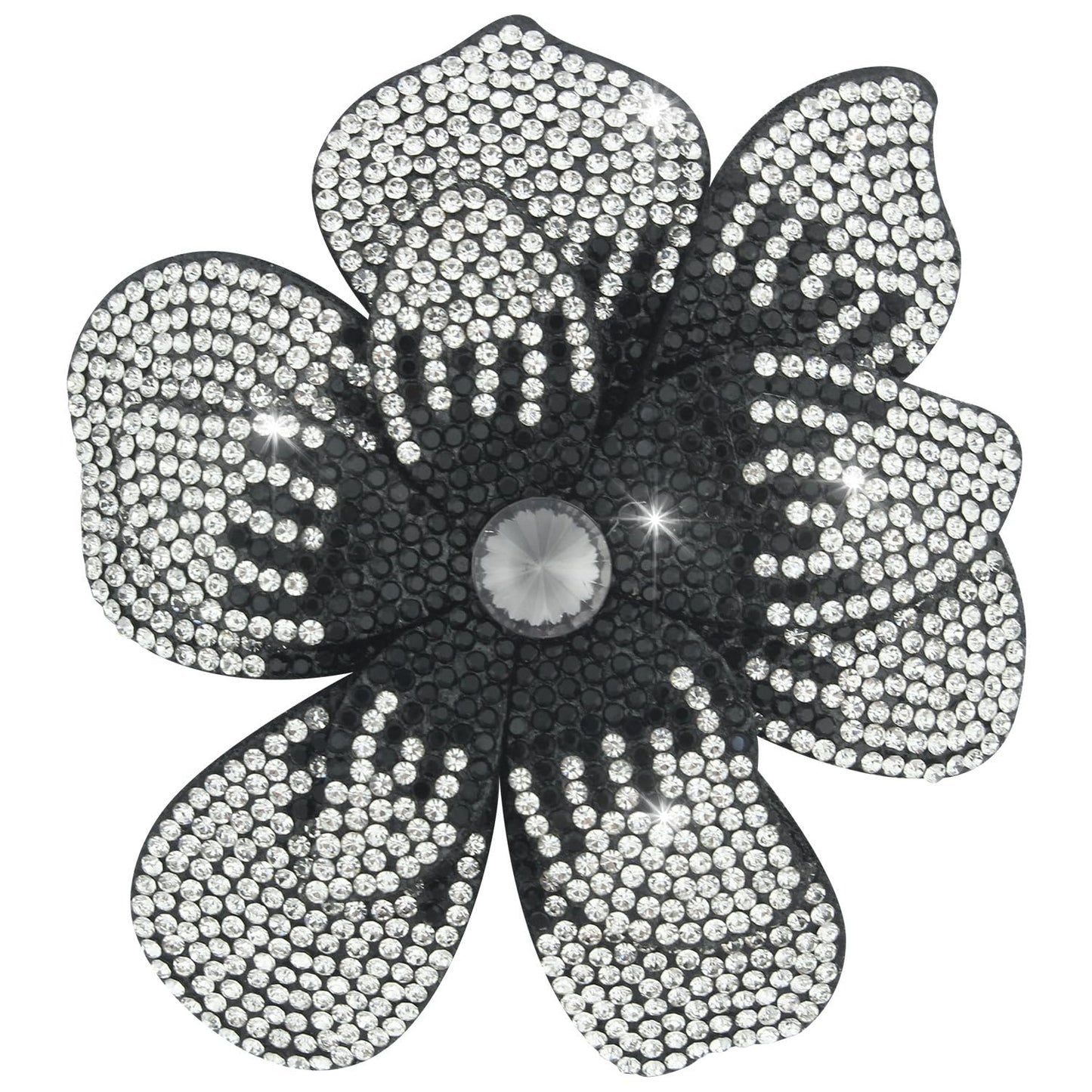 3.74 Inch Rhinestone Camellia Flower Hair Clips | Fashion Accessories Hair Clip | Lapel Pin for Parties & Wedding Events - Stylish Black & White Brooch for Women