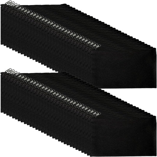 Canvas Zipper Makeup Bags - 84 Pcs Bulk Pencil Pouches for DIY Crafts | Black Cosmetic Storage Set