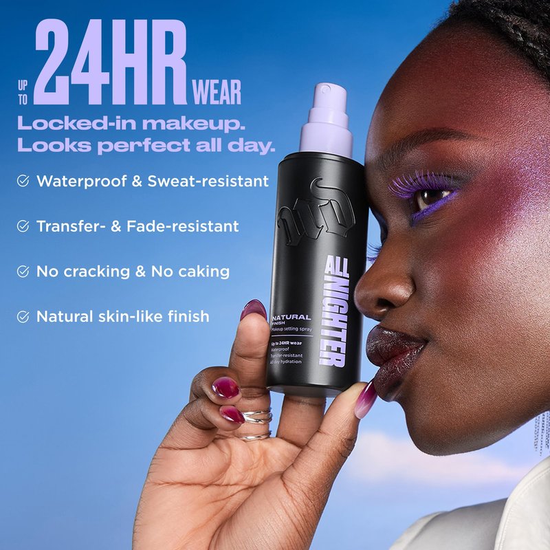 Urban Decay All Nighter Face Primer and Natural Finish Setting Spray Travel Bundle - All Nighter Waterproof Setting Spray (1 Fl Oz) for Transfer-Resistant Makeup + Makeup Primer (0.28 fl oz)