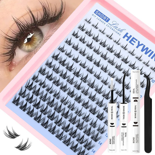 Manga Lash Clusters Kit Natural Lashes Clusters Short 8-14mm CC Curvature Lash Extension Kit Eyelash Extension Wispy Lash Clusters Individual Lash Wispy Eyelashes Clusters(Manga Short Kit)