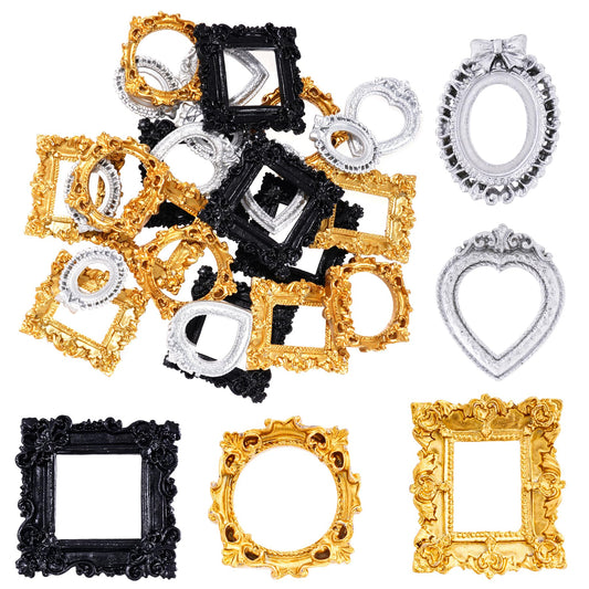 25Pcs Vintage Resin Picture Frame Mini Antique Photo Resin Frame DIY Small Picture Frame Mini Resin Vintage Frame Antique Resin Photo Frame for Jewelry Display Photography Photo Frame Wall Decor