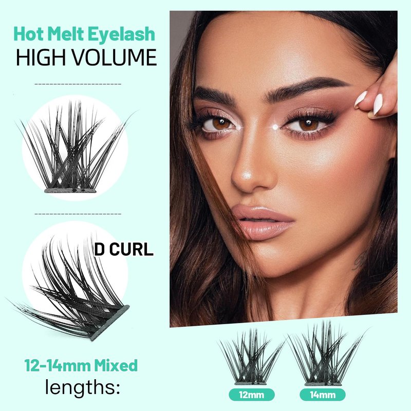Bodermincer Lashes Clusters 10+12mm/12+14mm/14+16mm/16+18mm/10-12-14-16mm/14-16-18mm Mixed and 8-20mm to Choose Lashes Extension Kit lash Clusters Lashes Wispy Eyelash Extension (12+14mm Mixed)