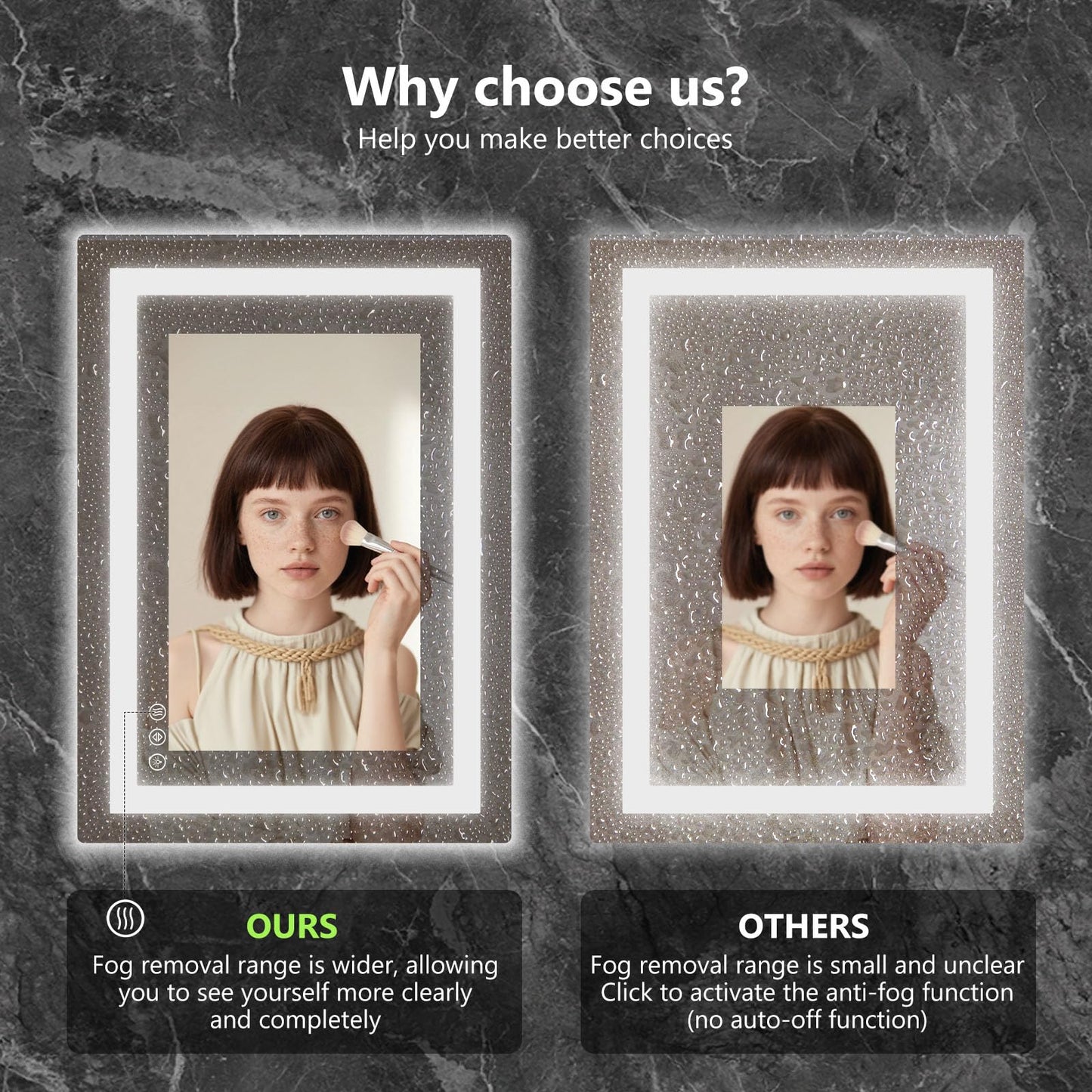 Sweetcrispy 32"x40" Smart Anti-Fog LED Bathroom Mirror with 3 Color Temperatures, Dimmable, Memory Function, Rectangle Modern Vanity Mirror
