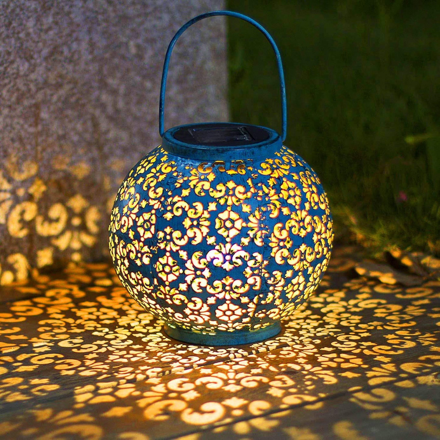Homeimpro Solar Big Lanterns Outdoor Waterproof Garden Gifts Mom, Metal Table Lights for Patio, Yard Art, Mothers Day Bithday Gifts for Women Men(1Pack, Teal Blue)
