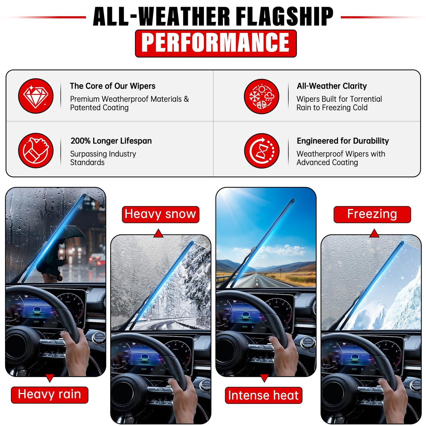 RAINTOK Windshield Wiper Blades Replacement for Buick Enclave 2012 2013 2014 2015 2016 2017 Original Factory Quality Front Rear Wipers Blade Set for My Car - 24" 21" 12" (Pack of 3)