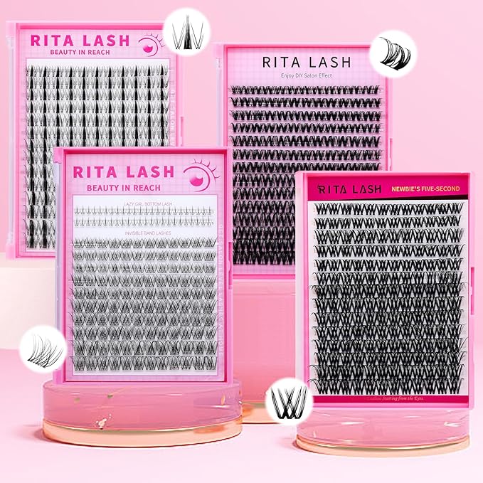 RITALASH Cluster Lashes DIY Lash Clusters Eyelash Extensions Wispy Lash Extension False Eyelashes Thin Invisible Lash Band Individual Lashes (WL2-5,10-18mm)