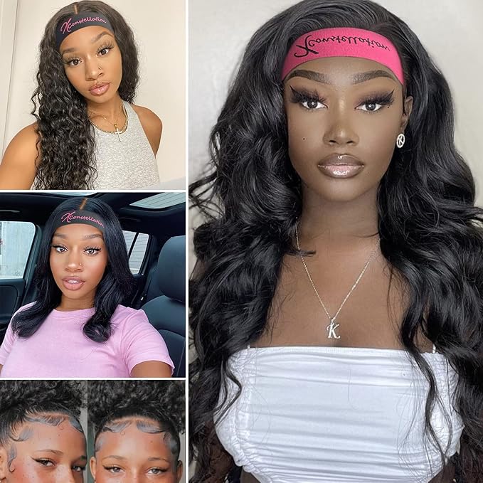 Wig Band Elastic Bands for Wig Edges, Baby Hair Keeping, and Edge Laying - Lace Melting Bands for Wigs and Sewing (4 PCS, BlackPink)