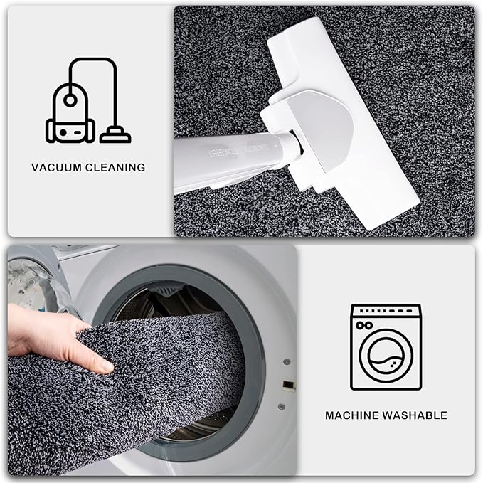 PURRUGS Dirt Trapping Door Mat 34" x 59", Non-Slip Machine Washable Entryway Rug, Dog Doormat, Indoor Front Door Mat, Super Absorbent Entry Rug for Muddy Shoes & Paws, Bluish Grey-Black