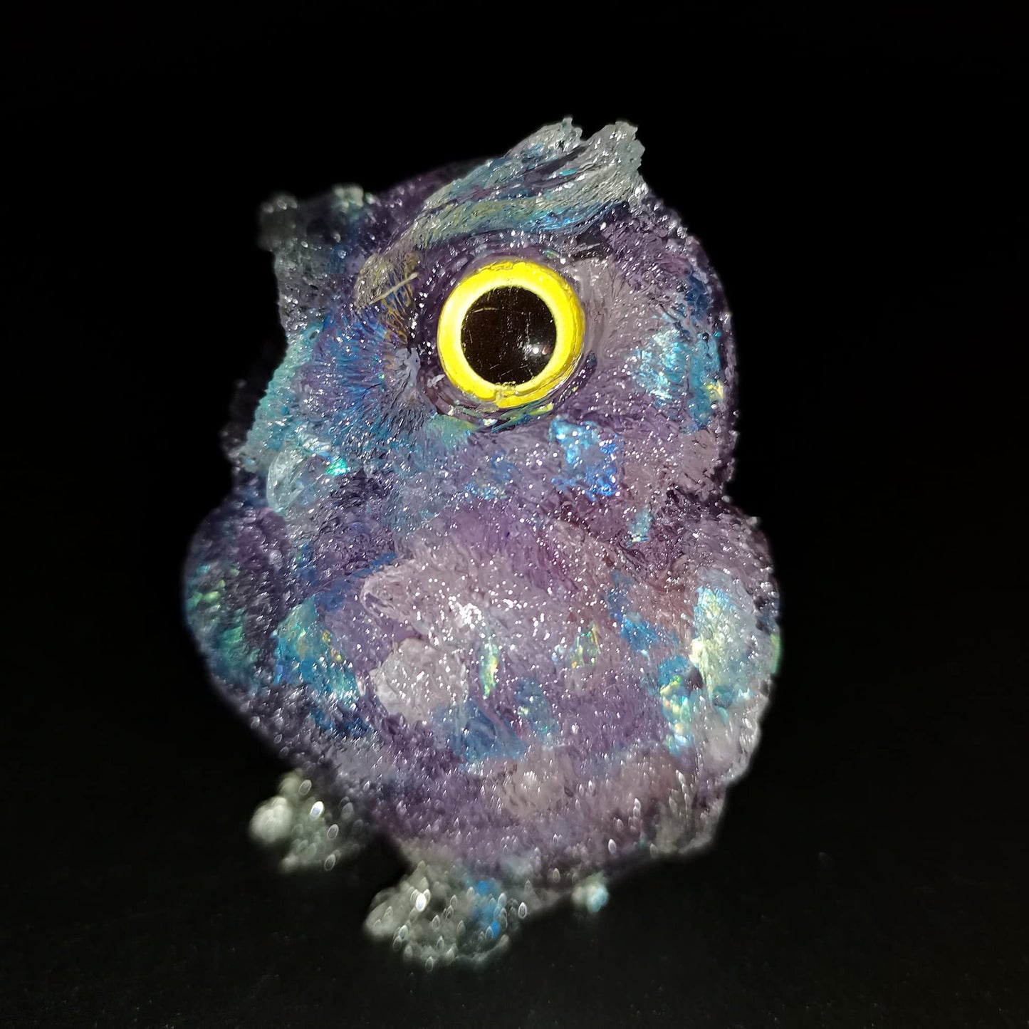 Reyife Hand-Carved Natural Crystal Owl Statue Reiki Healing Gemstone Animal Figurines Home Office Car Decoration The Best Gifts 2.4 inches