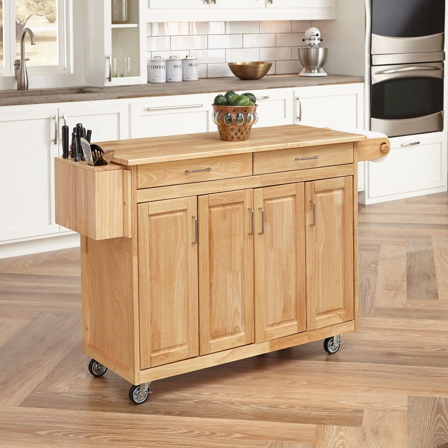 Homestyles General Line Natural Mobile Kitchen Cart, 54"W