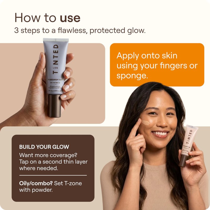 Live Tinted Hueguard Tinted Sunscreen SPF 50 - Mineral Sunscreen for Face, Skin Tint with Buildable Coverage, Dewy Glow Finish, Hydrating, Vegan, Fragrance-Free, Water & Sweat Resistant, Shade 09