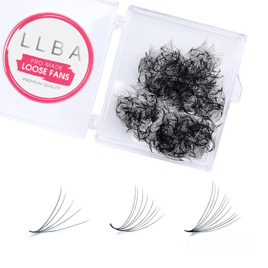 LLBA Promade Fans | Handmade Volume Eyelashes | Multi Selections From 3D To 16D | C CC D DD L M Curl | Thickness 0.03 ~ 0.1 mm | 8 - 20mm Length | Long Lasting | Easy Application (7D-0.05 D 10 mm)